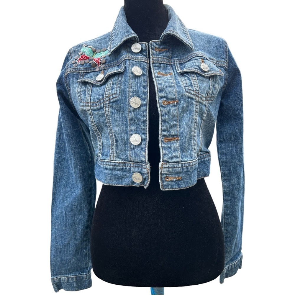 Vintage Joy Jean Studded Butterfly Cropped Denim Jacket Size: M | J1 = JOY Jean - Picture 10 of 10